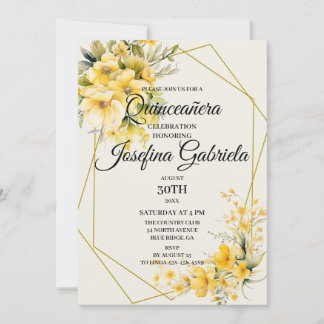 Quinceañera-Gelb-Gold-Einladung Einladung