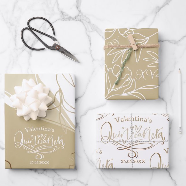 Quinceanera Geschenkpapier Set (Vorderseite)