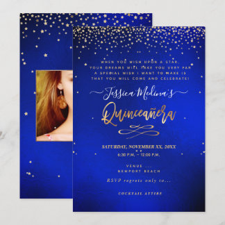 Quinceañera, geschrieben im Stern, Blue Velvet Einladung