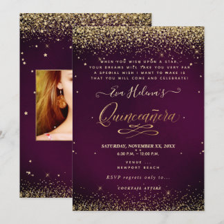 Quinceañera, geschrieben im Stern, DIY Burgund Einladung