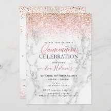 Quinceañera, geschrieben im Stern, Marmor+Rose Gol