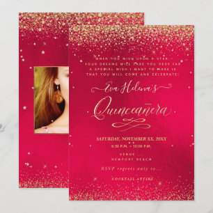Quinceañera, geschrieben in den Stern, Red Velvet Einladung
