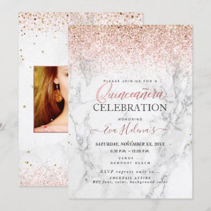Quinceañera, geschrieben in der Star, Marble+Rose  Einladung