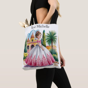 Quinceañera Girl in Pink und White Gown Geschenk Tasche