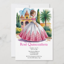 Quinceañera Girl in Rosa und Weiß Gown