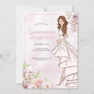 Quinceañera Glamour Girl Magnetic Einladung