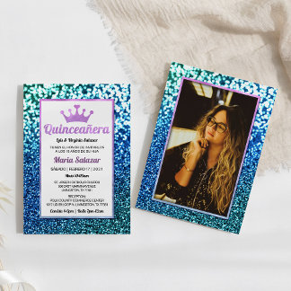 Quinceanera Glamour Glitzer Spanische Einladung