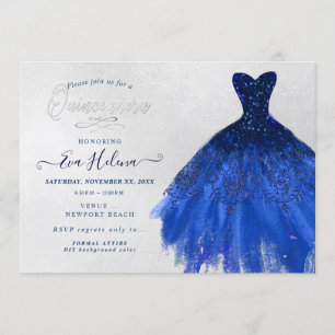 Quinceañera, Glitter-Kleid, Navy Blau Einladung