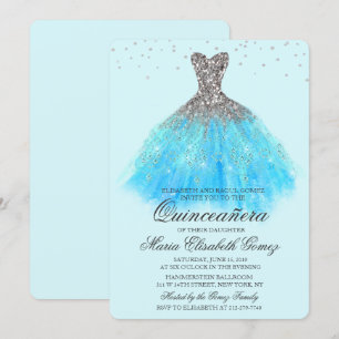 Quinceanera Glitzer Dress Diamond Einladung