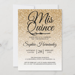 Quinceañera Gold Glitzer 15. Geburtstag Einladung