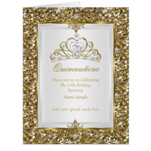 Quinceanera Gold Glitzer White Pearl Tiara Foto