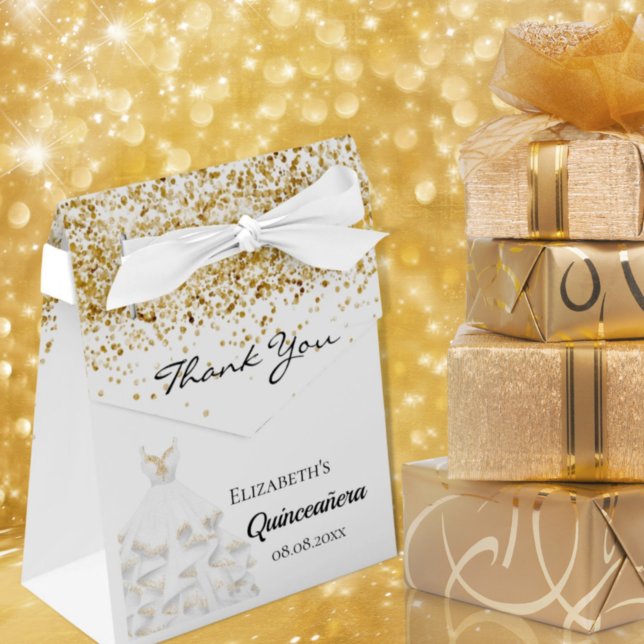 Quinceanera Gold Kleid Vielen Dank Geschenkschachtel (Von Creator hochgeladen)