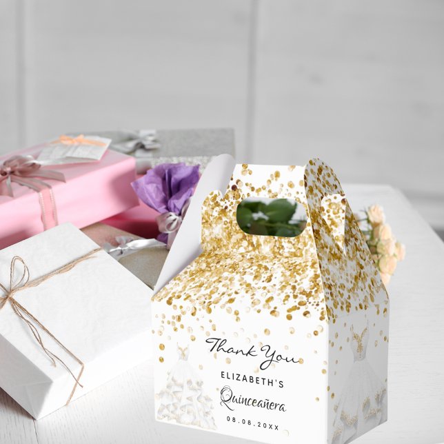 Quinceanera Gold Kleid Vielen Dank Geschenkschachtel (Von Creator hochgeladen)