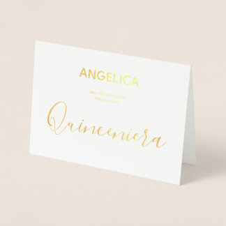 Quinceañera Gold Personalisierte Einladung