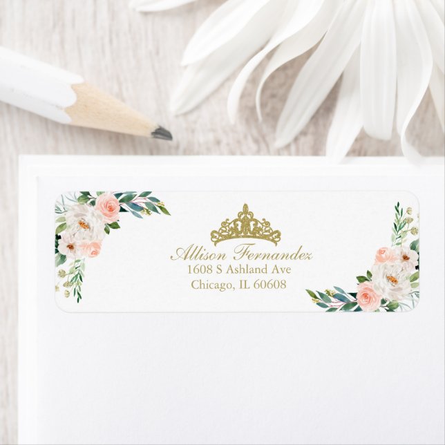 Quinceanera Gold Tiara Blush Rosa Blumenbezug (Insitu)