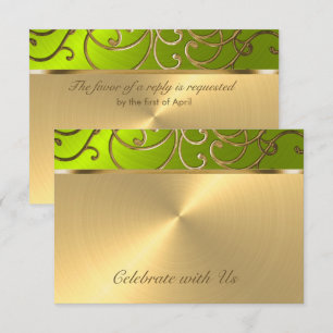 Quinceanera Gold und Limone Filigree Swirl Grenze Einladung