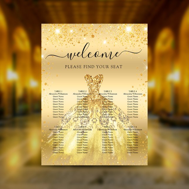 Quinceanera Goldkleid Blume Sitzplan Poster (Von Creator hochgeladen)