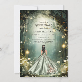 Quinceanera Gown-verzaubertes Waldportal Einladung