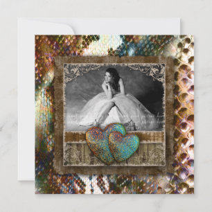 Quinceanera Grad Sweet 16 Vintag Leder Foto Einladung