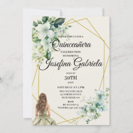 Quinceañera-grüne Blumen-Einladung Einladung