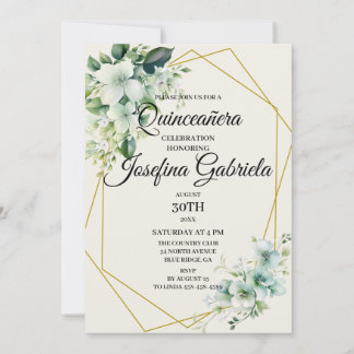 Quinceañera Grüne Blumen-Einladung Einladung