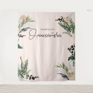 Quinceañera Grünpflanzen & Terra Cotta Jungle Wandteppich