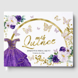 Quinceanera Guest Book Lila Butterfly Dress Gästebuch