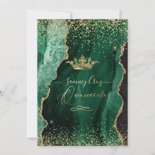 Quinceanera H2 Jade Green Agate Imitate Goldstaub Einladung