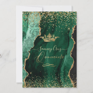 Quinceanera H2 Jade Green Agate Imitate Goldstaub Einladung