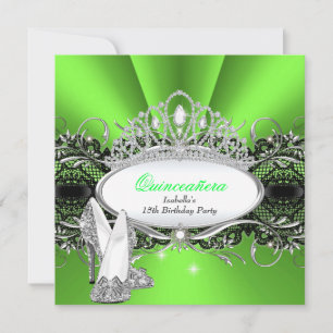 QUINCEANERA High Heels Lime Green Diamond Tiara Einladung