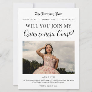Quinceañera Hof Antrag Zeitungs Postkarte