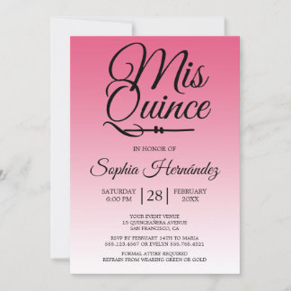 Quinceañera Hot Pink 15. Geburtstag Einladung