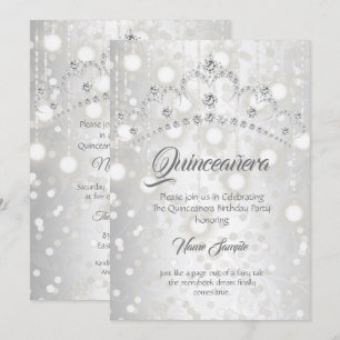 Quinceanera Hübsch Silver White Diamond Tiara Einladung