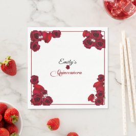 Quinceanera Hübsche Rote Rosen Diamonds Serviette