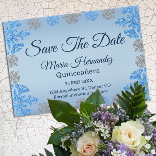 Quinceañera Ice Blue Silver Winter Schneeflocke (Von Creator hochgeladen)