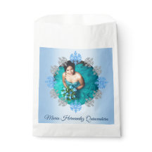 Quinceañera Ice Blue Silver Winter Schneeflocke