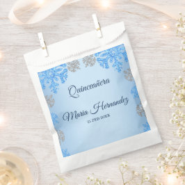 Quinceañera Ice Blue Silver Winter Schneeflocke Geschenktütchen