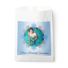 Quinceañera Ice Blue Silver Winter Snowflake