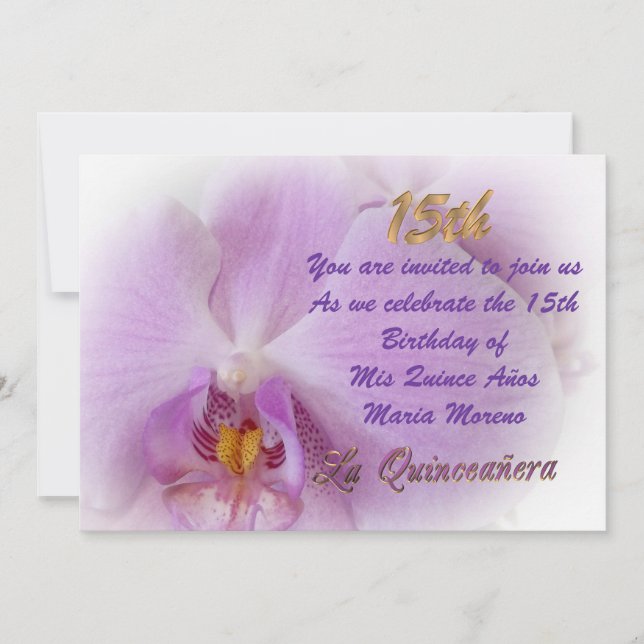 Quinceanera invitation 15e Anniversaire orchidée (Devant)