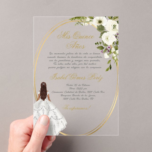 Quinceanera invitation acrylique en espagnol (In situ (ordinateur de poche))