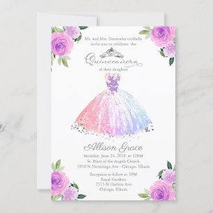 Quinceanera Invitation Bilingue Pastel Couleurs