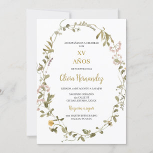 Quinceañera invitation cadre verdoyant