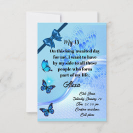 Quinceanera invitation digital butterfly blue