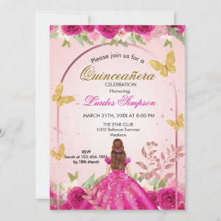  Quinceañera invitation Elegant Pink Einladung