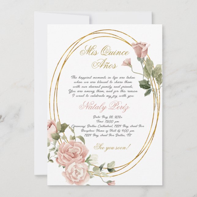 Quinceanera invitation en anglais (Devant)