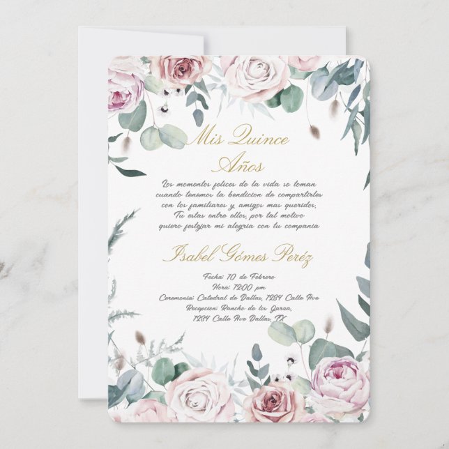 Quinceanera invitation en espagnol (Devant)
