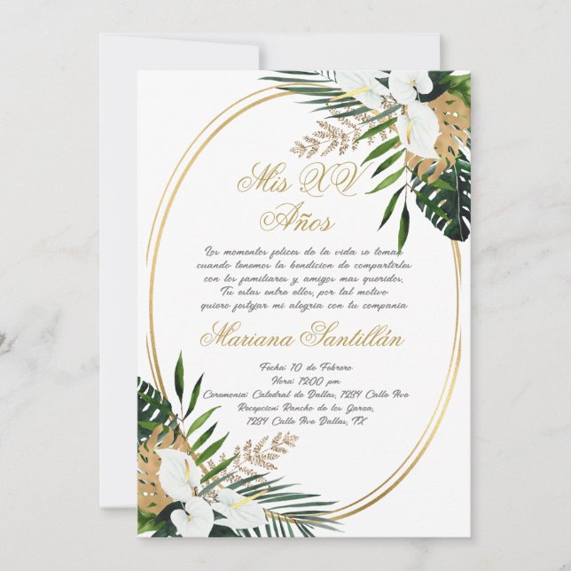 Quinceanera invitation en espagnol (Devant)