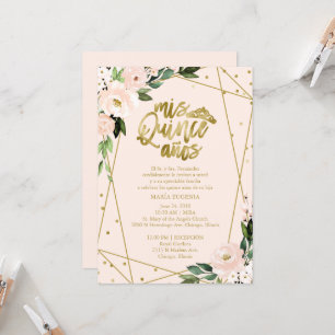 Quinceanera Invitation Espagnol Blush Gold Foil