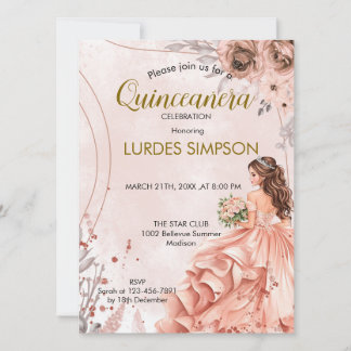 Quinceañera invitation Floral Rose