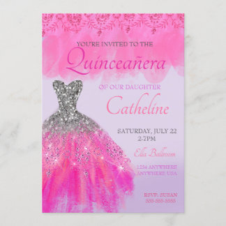 Quinceanera Invitation fuscia15e anniversaire